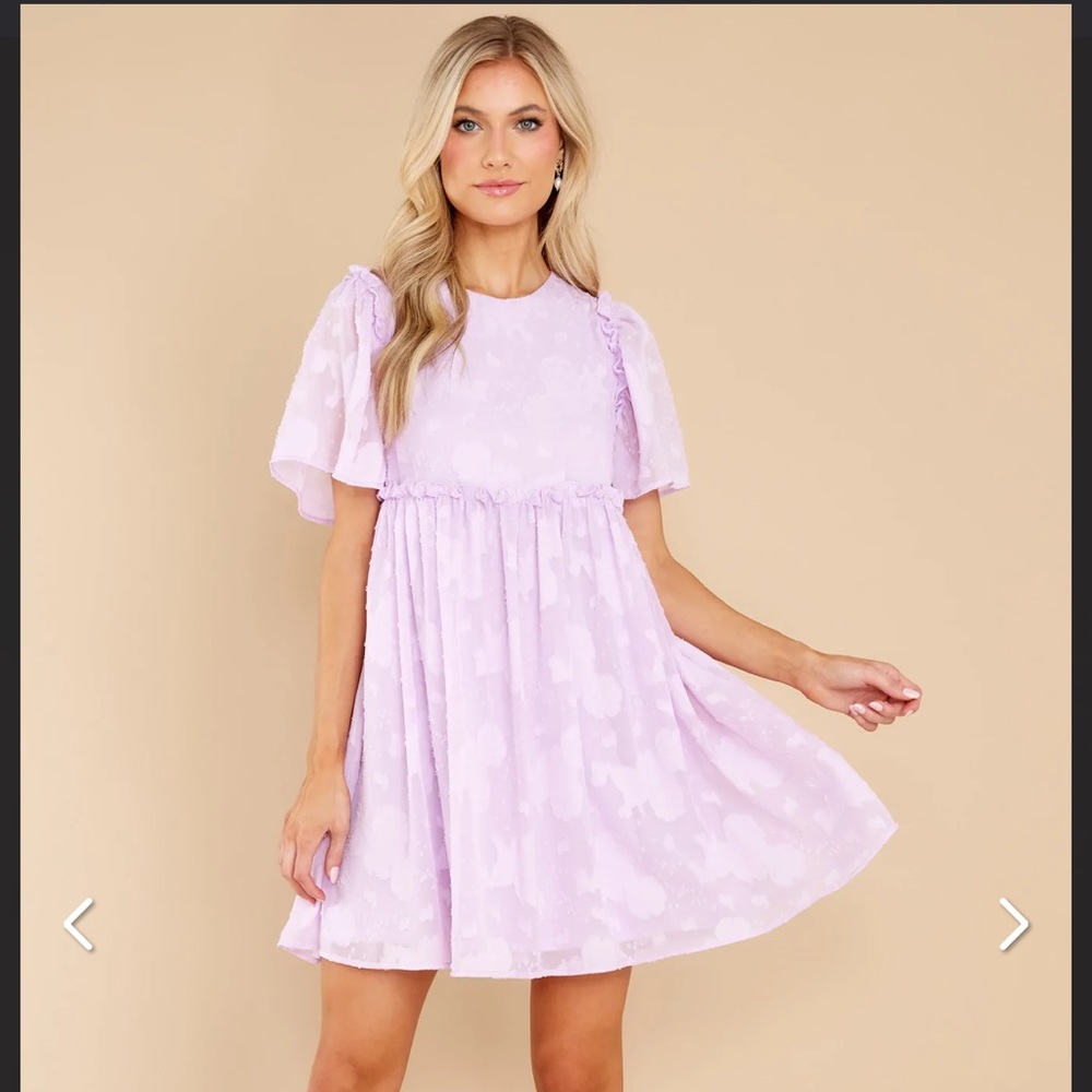 Red dress It's Your Turn Lavender Floral Print Dress